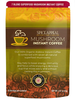 Spice Appeal Mushroom Instant Coffee blended with 7 superfood herbals & mushrooms, 35 Servings, 4.25 oz
