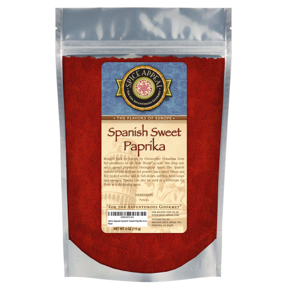 Spanish Sweet Paprika in resealable stay fresh pouch 4oz